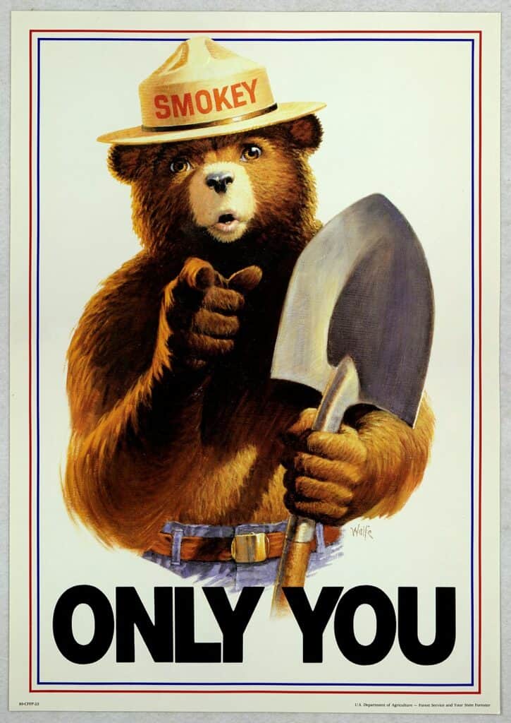 By National Agricultural Library - https://www.nal.usda.gov/exhibits/speccoll/exhibits/show/smokey-bear, Public Domain, https://commons.wikimedia.org/w/index.php?curid=80086014